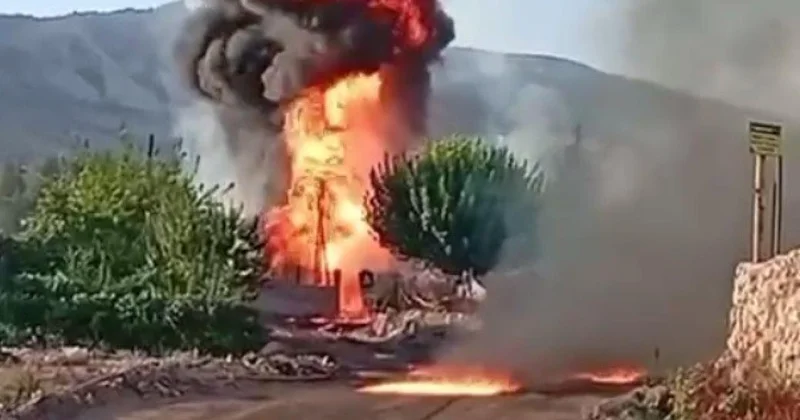 Şırnak’ta yol çalışmasında hasar gören petrol borusu alev aldı