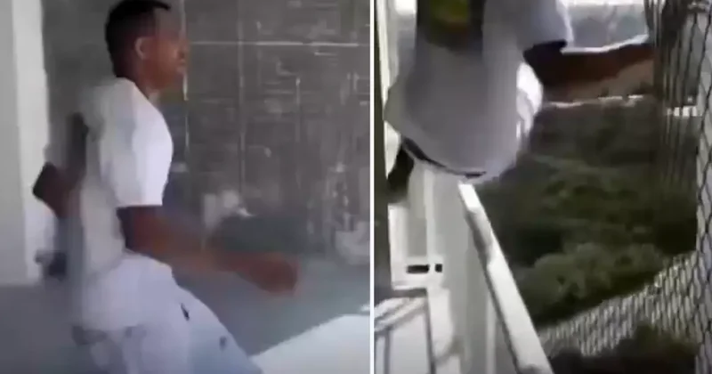Kendi yaptığı balkon filesini, böyle test etti