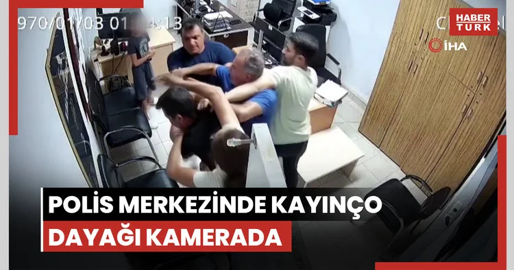 Boşanma aşamasında kocaya, polis merkezinde kayınço dayağı kamerada