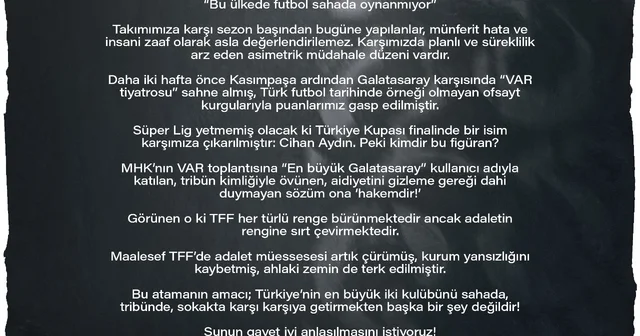 Trabzonspor dan Türkiye Kupası final maçının hakem atamasına tepki Trabzon Haberleri