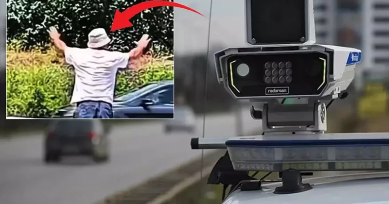 Görüntü Türkiye den! Aracını yol kenarına çekip diğer sürücülere Radar uyarısı yaptı
