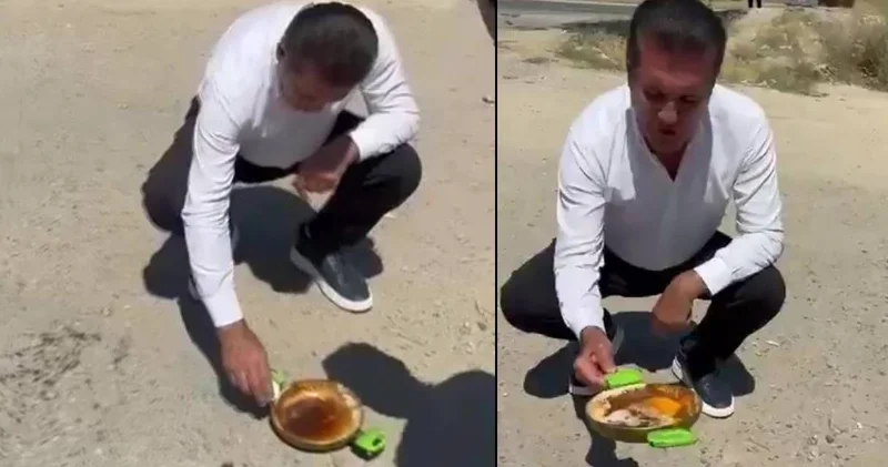 Mustafa Sarıgül Malatya sıcağıyla yumurta pişirdi!