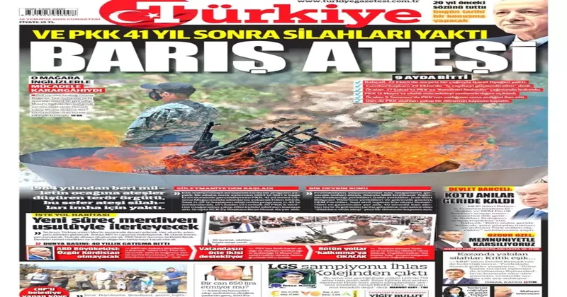 Terörsüz Türkiye yolunda tarihi gün 12 Temmuz 2025 gazete manşetleri