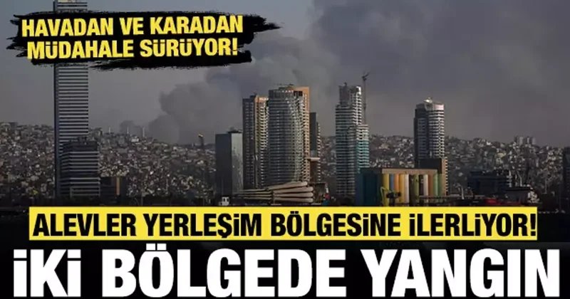İzmir de iki farklı bölgede yangın: Alevler yerleşim bölgesine ilerliyor!