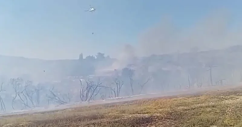 Osmaniye de anız yangınında alevler makilik alana sıçradı