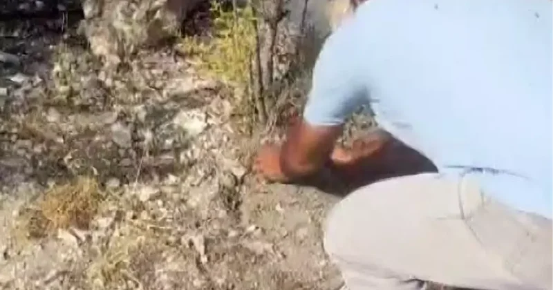 Suyu biten vatandaşlar alevlere avuç avuç toprak atarak müdahale etti