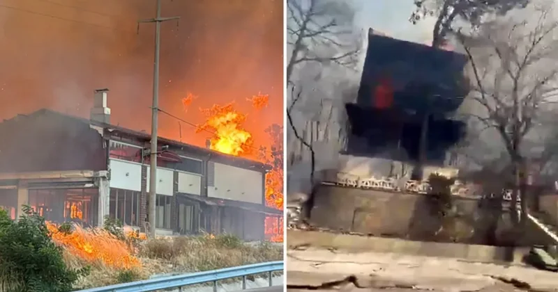 Çanakkale de zamanla yarış sürüyor! Alevlerin sardığı bölgede korkunç görüntüler