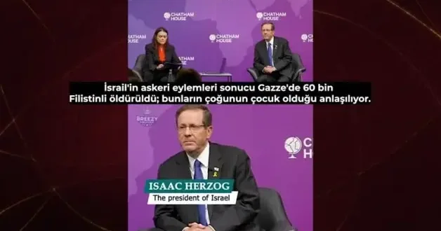 İsrail Cumhurbaşkanı Herzog a Londra da soğuk duş! Sunucu yerin dibine soktu!