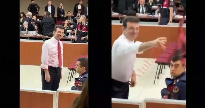 Mahkemeye damga vuran an! Ekrem İmamoğlu kravatını çıkarıp Özgür Çelik e attı