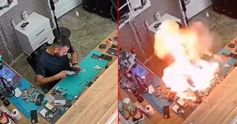 Cep telefonu bataryası bomba gibi patladı: O anlar kamerada Sözcü Gazetesi