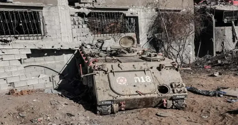İsrail in havaya uçurulan tankları ateşkesle gün yüzüne çıktı! Hepsi hurdaya dönmüş
