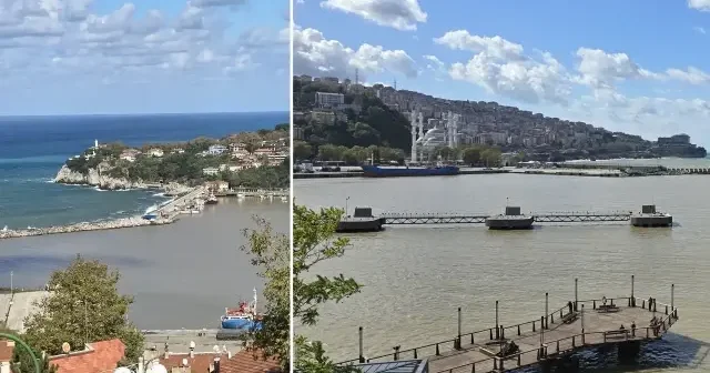 Yağışla gelen çamurlu su denizin rengini değiştirdi Zonguldak Haberleri