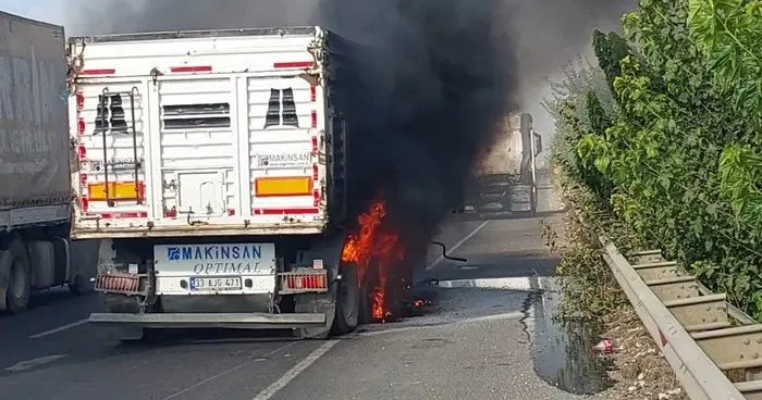 Şanlıurfa’da seyir halindeki tır alev aldı