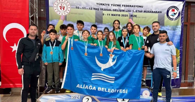 Aliağalı yüzücüler Rize’den 16 madalya ile döndü Diğer Haberleri