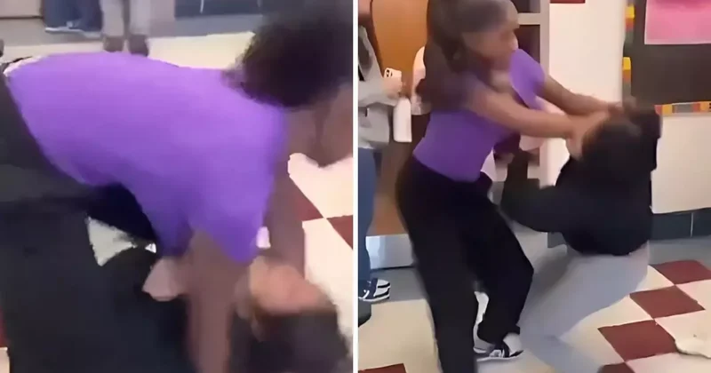 Liseli kız, erkek arkadaşı ile görüşen kızı okul koridorunda darp etti