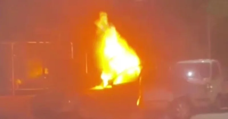 Başkent te seyir halindeki araçta yangın