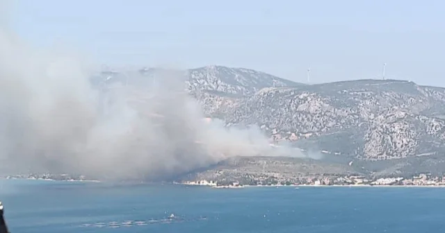 Karaburun da orman yangını: Havadan ve karadan müdahale sürüyor VİDEO İZLE