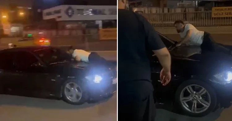 Aracın kaputuna yatıp yumrukladı! Ataşehir de kıskançlık krizi