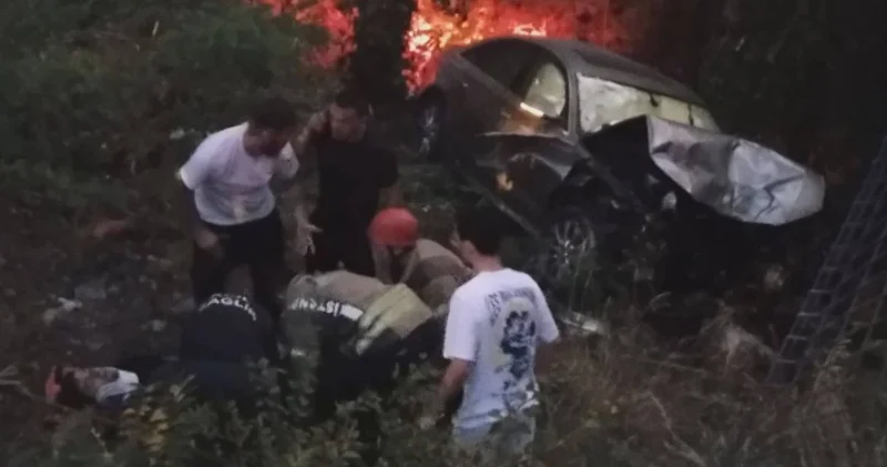 Maslak ta feci kaza! Makas atan sürücü ormana uçtu