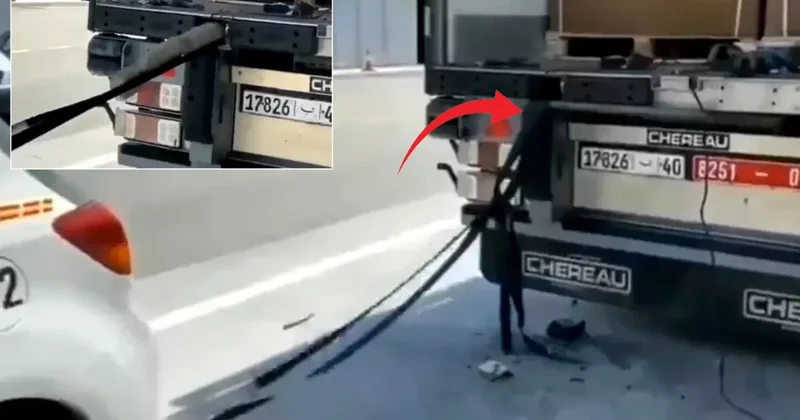 Tırın arka kısmına bağlanan ipi çeken ekipler gördüklerine inanamadı