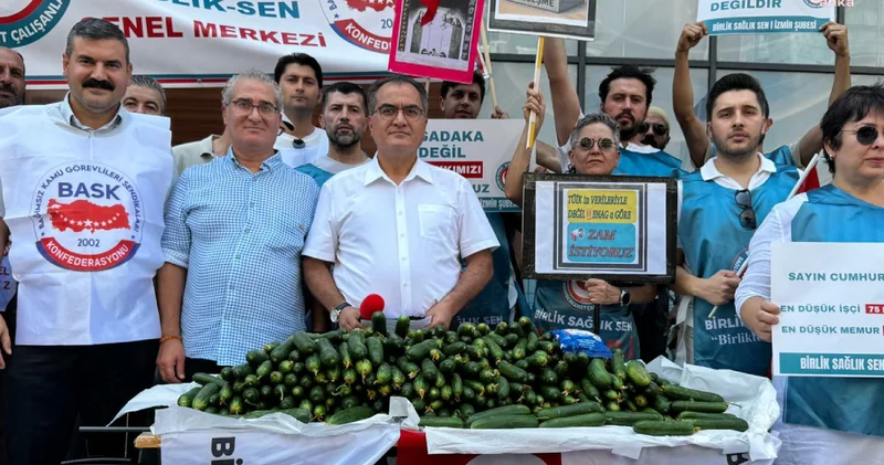 Hükümetin sefalet teklifine salatalıklı protesto