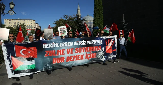 Erzurum da sağlık çalışanları 96 haftadır Gazze için yürüyor Erzurum Haberleri