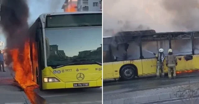 Ümraniye’de İETT otobüsünün motor yangını çıktı İstanbul Haberleri
