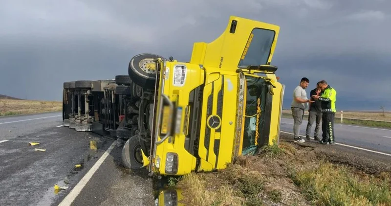 Konya da tır devrilince 29 büyükbaş hayvan kayboldu