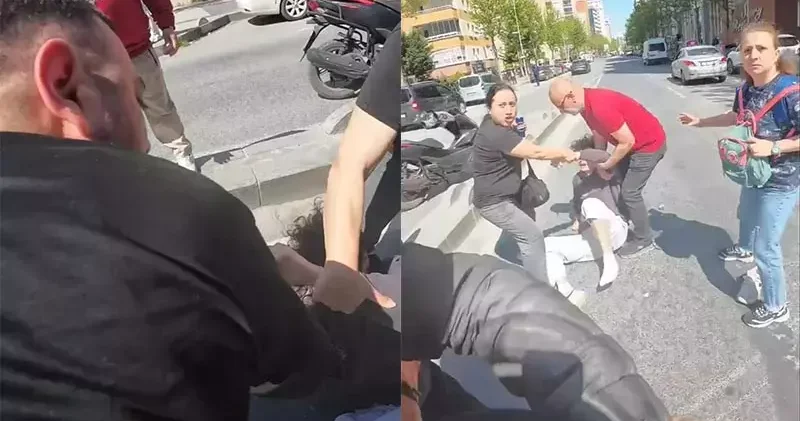 Esenyurt ta yaya geçidinde tekmeli yol verme kavgası kamerada