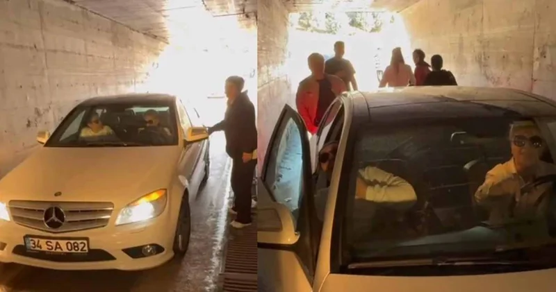 Yol verme tartışmasında inat edip trafiği kilitledi