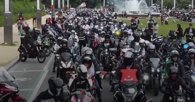 Brüksel’de motorculardan Filistin’e destek korteji VİDEO İZLE
