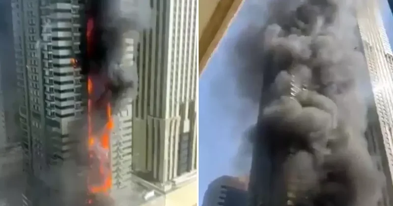 Dubai de 67 katlı gökdelende yangın
