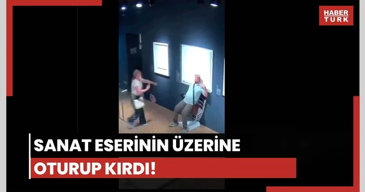 Sanat eserinin üzerine oturdu!
