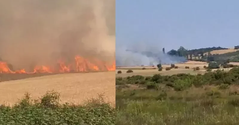 Çanakkale de tarım arazisinde yangın kontrol altına alındı