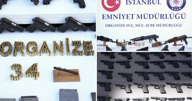 İstanbul da organize suç örgütüne yönelik operasyonda ele geçirilen silahlar sergilendi Gündem Haberleri