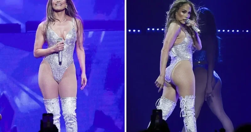 Jennifer Lopez, cesur sahne kıyafetiyle Madrid i salladı