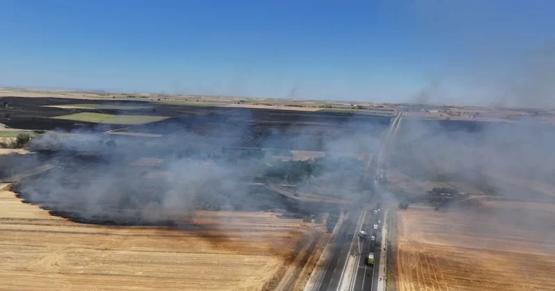 Edirne kara yolunu alevler kapattı! Sözcü Gazetesi