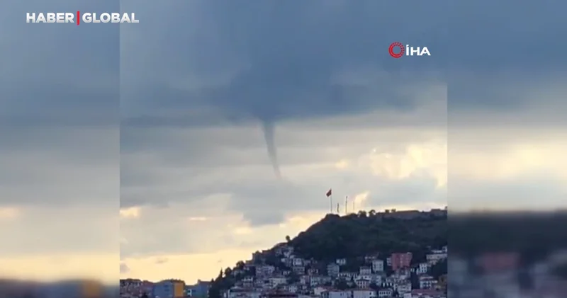 Denizdeki hortumu merakla kaydeden vatandaşlar sosyal medyada gündem oldu