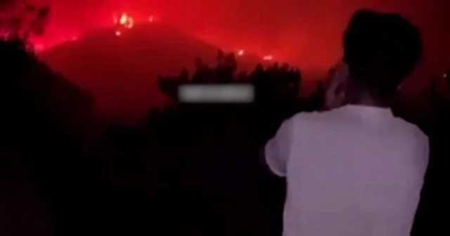 Hatay da bir vatandaş yangının sönmesi için alevlere karşı ezan okudu VİDEO İZLE