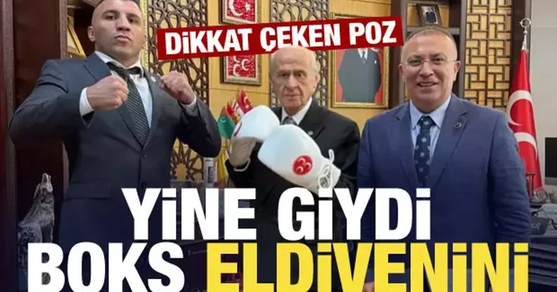 Bahçeli boksör Avni Yıldırım ı ağırladı, boks eldiveniyle poz verdi!