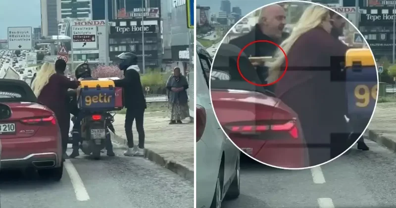 Trafikte pes dedirten anlar! Tartıştığı kuryeye silah doğrulttu