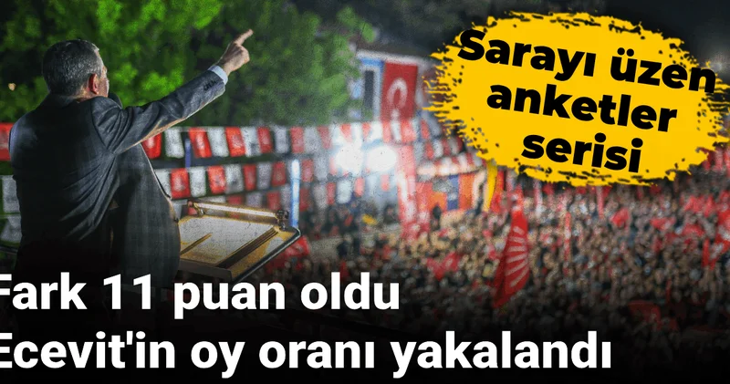 Sarayı üzen anketler serisi: Fark 11 puan oldu, Ecevit in oy oranı yakalandı