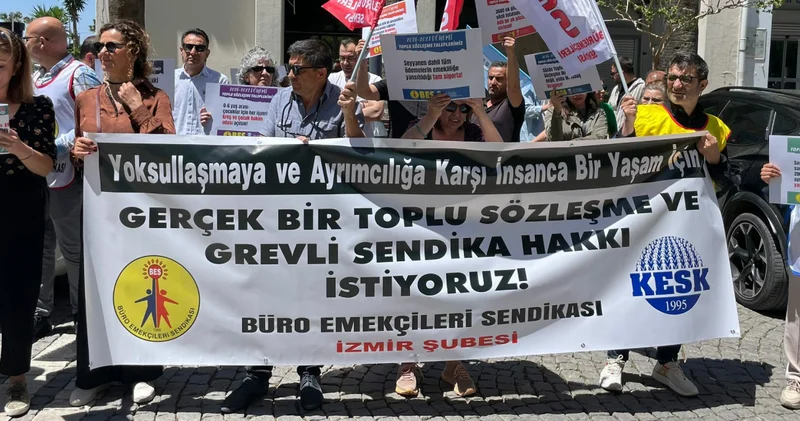 Büro emekçileri SGK önünde: Toplu sözleşme ve grevli sendika hakkı istiyoruz