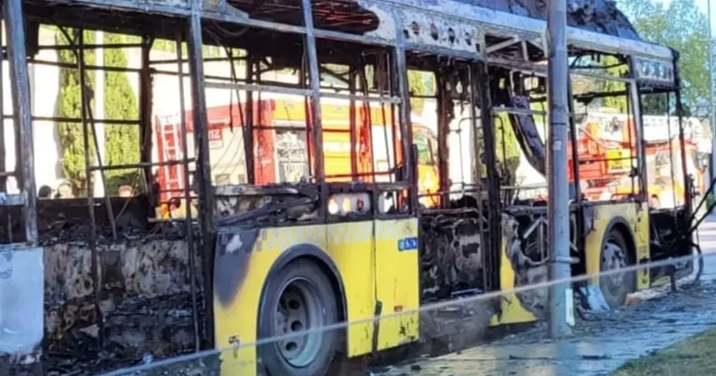 Başakşehir de İETT otobüsü alevlere teslim oldu
