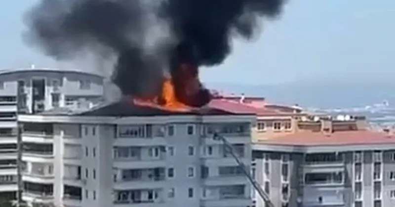 6 katlı binanın çatısı küle döndü