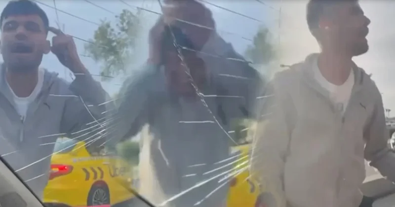 Taksici, sürücüye dehşeti yaşattı! Hem kendisini hem camları yumrukladı Sözcü Gazetesi