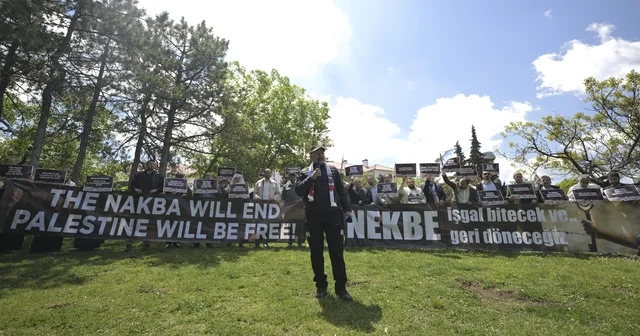 Nekbe nin 77. yılı İngiltere nin Ankara Büyükelçiliği önünde protesto edildi Ankara Haberleri