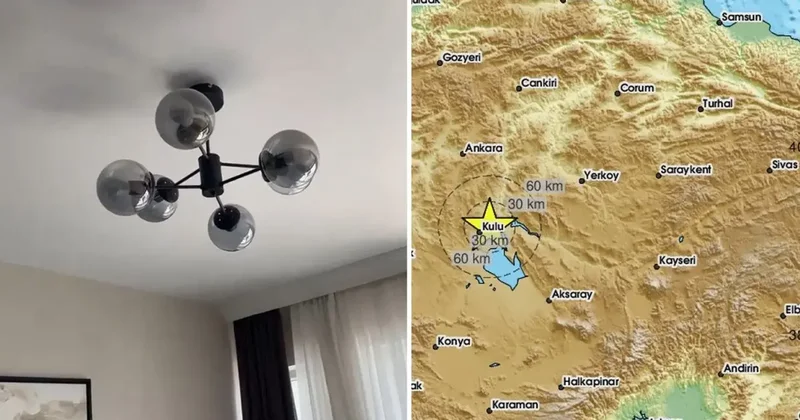 Konya da büyük paniğe neden olan deprem anı kamerada