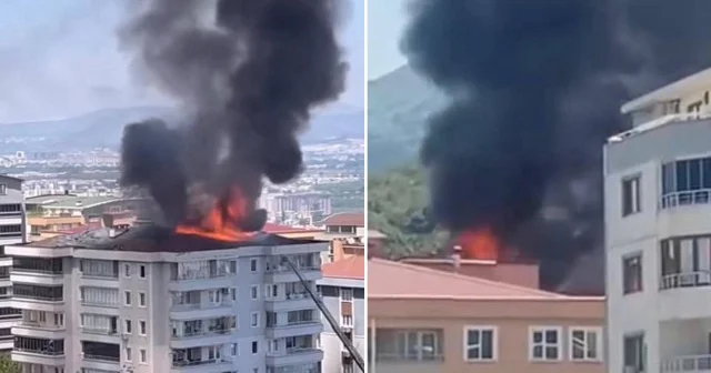 Bursa da 7 katlı apartmanın çatısında yangın çıktı Bursa Haberleri