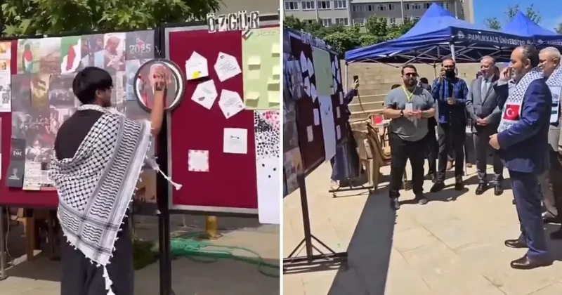 Pamukkale Üniversitesi nde Filistin e destek için düzenlenen etkinlik tepki topladı
